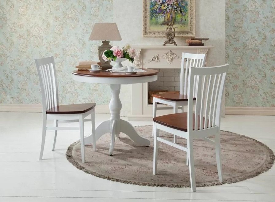 Деревянный стол Фаворит де люкс микс белый / коричневый