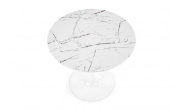 Стол деревянный обеденный Denver белый мрамор / белый