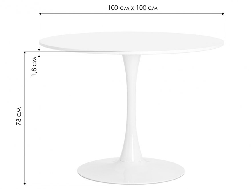 Деревянный стол Rose 100х100 белый