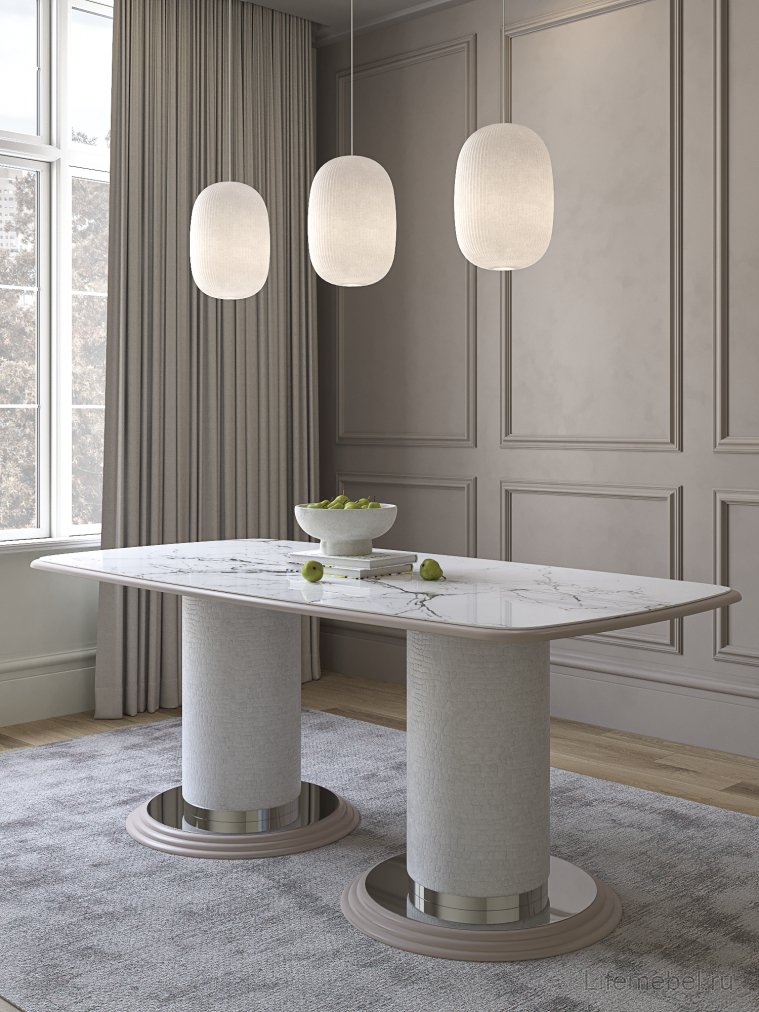 Деревянный стол Савелья кашемир / серебро