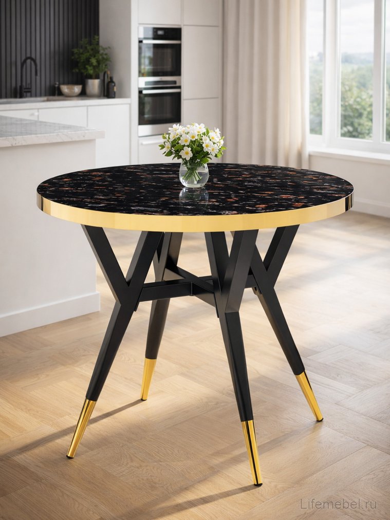 Стол Selina 80х72 black / gold
