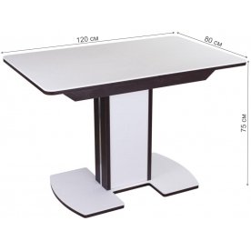 Стол Альфа ПР-1 КМ венге / камень 04 / ножка 05-1 венге / белая