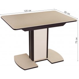 Стол Альфа ПР-1 КМ венге / камень 06 / ножка 05-1 венге / крем