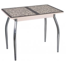 Стол Чинзано М ст-2 молочный дуб / кремовый с узором венге