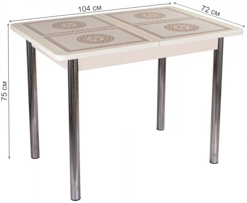 Стол Каппа ПР винилпленка крем / плитка 52 / ножка 02