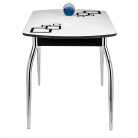 Стол Monro-1 чёрный / белое стекло рисунок 2 / вкладка стекло