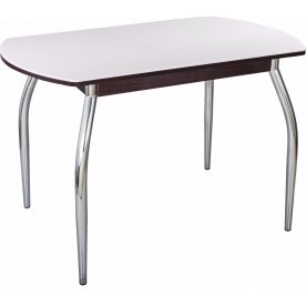 Стол обеденный Альфа ПО-1 венге / камень-04 белый / ножка 01 хром