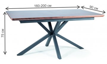 Деревянный стол Logan 160-200/90/75 орех / черный