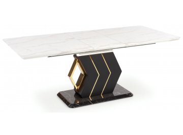 Стол раздвижной Vincenzo 160-200/90/77 белый мрамор / черный / золотой