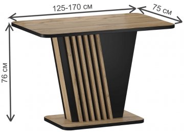 Раздвижной стол Nevio 125-170/75/76 дуб артизан / черный