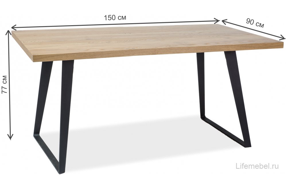 Деревянный стол Falcon 150 150/90/77 дуб / черный