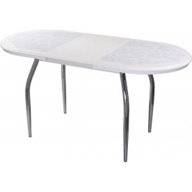 Стол Шарди О бело-серебристый / плитка 05 / ножка 01 хром