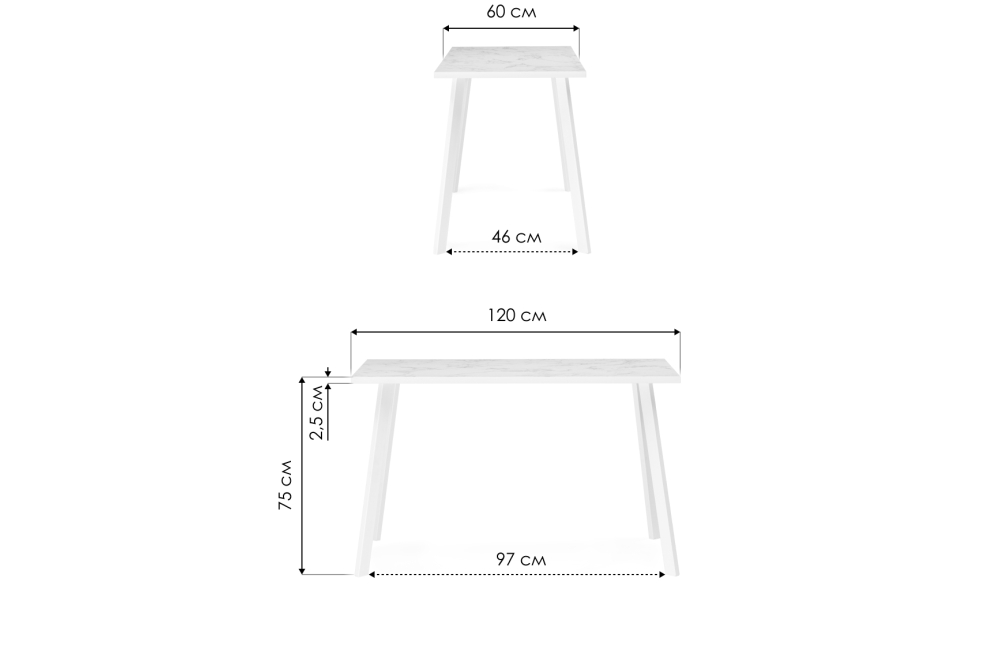 Стол Тринити Лофт 120 25 мм белый матовый / дуб делано светлый