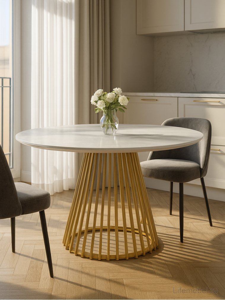 Керамический стол Нэнси 110 onyx bianco soft satin / золото