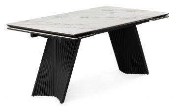 Керамический стол Вейв белый с прожилками gilt white / черный