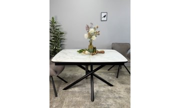 Керамический стол DF1250 черный/керамика белая глянец