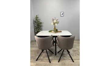 Керамический стол DF1250 черный/керамика белая глянец