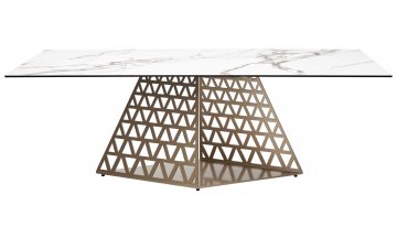 Керамический стол Enna 220 итальянская керамика контрастный мрамор матовый KL-188 / шампань