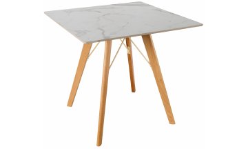 Керамический стол RF Wenge Pietra selvatica белый мрамор / прозрачный лак