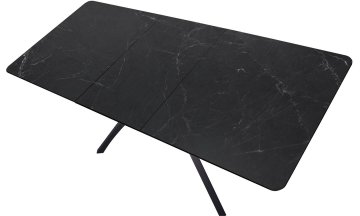 Керамический стол SHT-T76 раскладной серый мрамор / черный