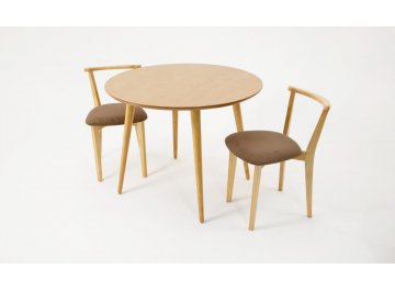 Обеденный стол Монте К 90 / Франк натуральный / велюр коричневый коричневый / натуральное дерево / натуральное дерево