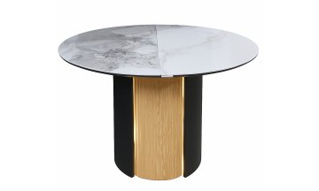 Керамический стол Батист с подстветкой бело-коричневый мрамор