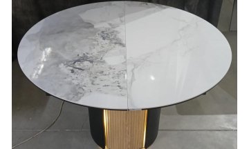 Керамический стол Батист с подстветкой бело-коричневый мрамор