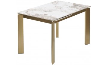 Керамический стол Corner 120 high gloss statuario керамика / белый каркас