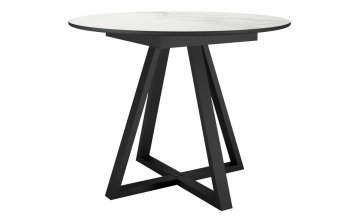 Керамический стол DikLine SKZ100 d1000 керамика Cristal Onyx Bianco Polished / подстолье черное / опоры черные