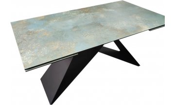 Керамический стол Amber 160 бирюзовый ossido verde / черный матовый