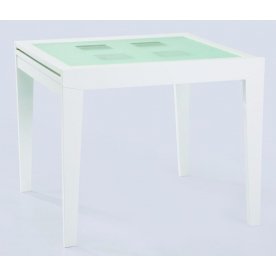Стол Benson 90 белый светлое матовое стекло с прозрачными квадратами