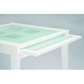 Стол Benson 90 белый светлое матовое стекло с прозрачными квадратами