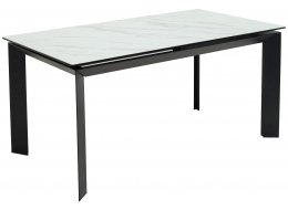 Керамический стол Cremona 160 KL-99 белый мрамор матовый, итальянская керамика / черный
