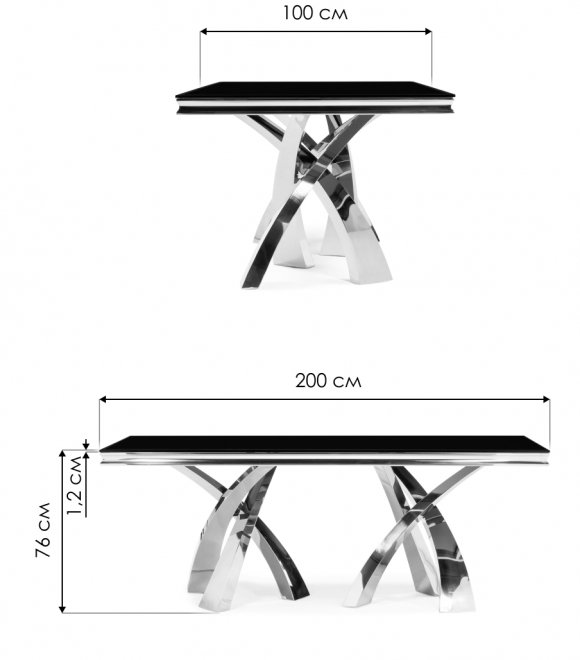 Стеклянный стол Komin 2 черный / золото
