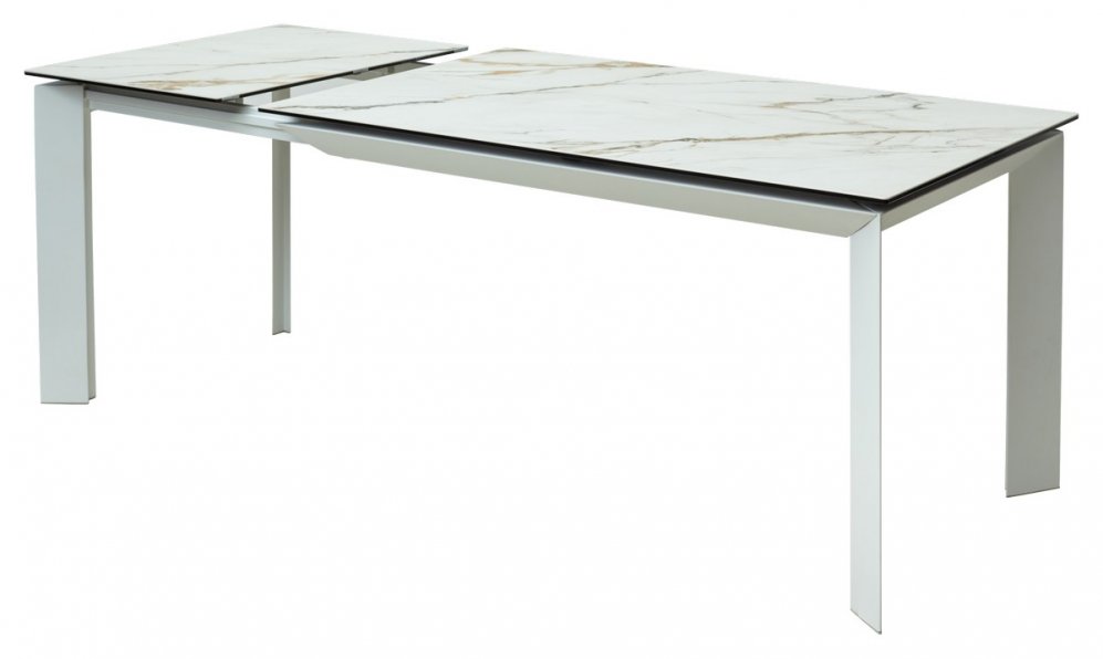 Стеклянный стол Cremona 140 контрастный мрамор / белый каркас