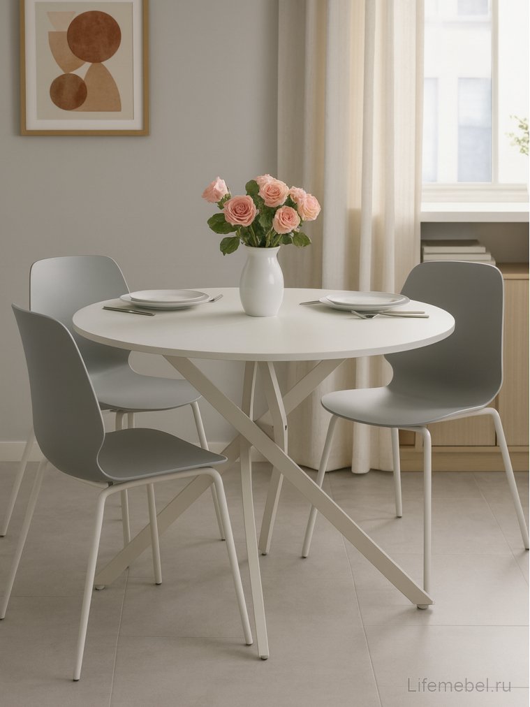 Стеклянный стол Дарио D100 стекло белый / белый