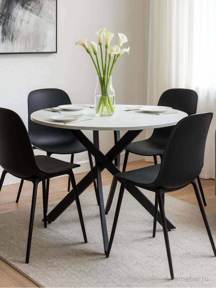 Стеклянный стол Дарио D100 стекло белый / черный