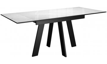 Стеклянный стол DikLine SFM120 белый мрамор / черный