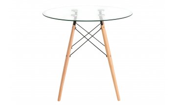 Стеклянный стол Hames DSW NEW D=80, стеклянный на дер. ножках