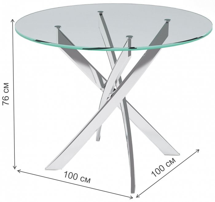 Стеклянный стол R1000 прозрачное стекло