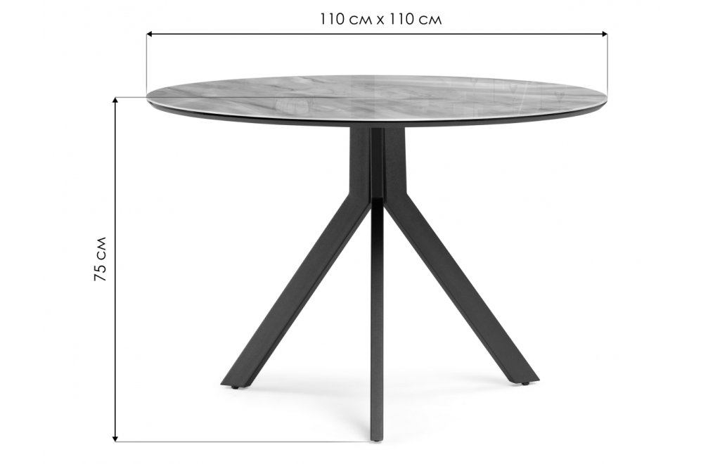 Стеклянный стол Том 110х110х75 черный