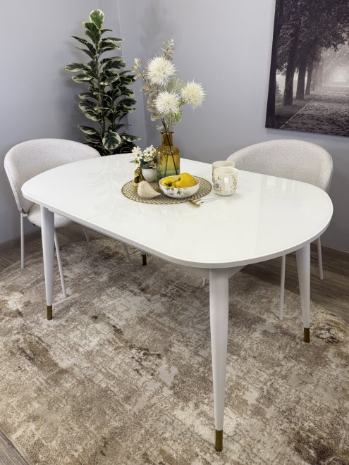 Стол 1300K белый / стекло белое глянец