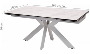 Керамический стол Belluno 160 marbleS KL-99 белый мрамор матовый итальянская керамика / белый каркас