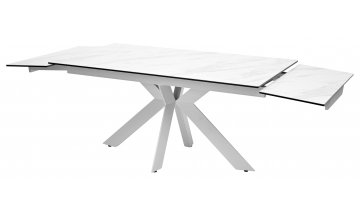 Керамический стол Belluno 160 marbleS KL-99 белый мрамор матовый итальянская керамика / белый каркас