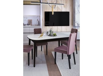 Обеденный стол Джой 1300 белый сатин / венге