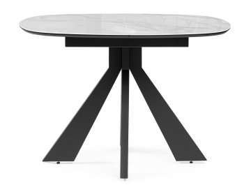 Обеденный стол Эдли 110х76 белый мрамор / черный