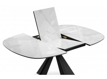 Обеденный стол Эдли 110х76 белый мрамор / черный