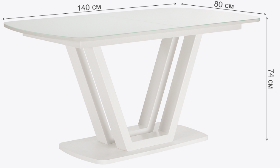 Стол раздвижной Каби металл белый / стекло белое