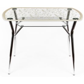 Стол стеклянный А6С-2 рисунок крем