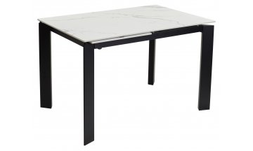 Стеклянный стол Corner 120 high gloss statuario керамика / черный